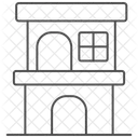 Icone De Linha Fina De Fachada De Construcao Ícone