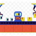 Factory assembly line boxes  Icon