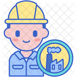 Factory Worker Male Icon - Download in Colored Outline Style