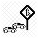 Fahrspuren zusammenführen  Symbol