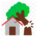 Fallen Tree House Disaster Icon