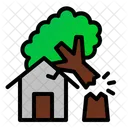 Fallen Tree House Disaster Icon