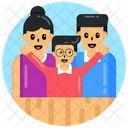 Family Members Family Couple With Son Icon
