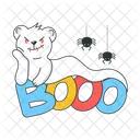 Oso Cosido Fantasma De Halloween Boca Cosida Icono