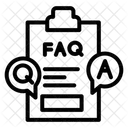 Faq in clipboard with letter q and letter a in space bubble  Icon