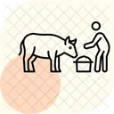 Farmer Feeding Cow Farmer Feeding Icon