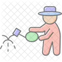 Farmer Watering Farm Icon