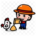 Farmer With Chicken Feed  Icon