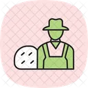 Farmer With Hay Bale Farmer Hay Icon