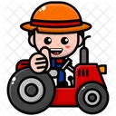 Farmer With Tractor  Icon