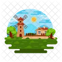 Farmhouse Landscape Country House Countryside Icon