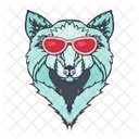 Fashionable Wolf in Red Spectacles  Icon
