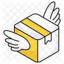 Flying Parcel Fast Delivery Package Icon
