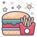 Fast Food Burger And Fries Junk Food Icon