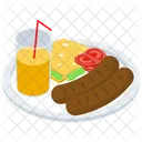 Fast Food Junk Food Hotdog Platter Icon