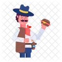Fat Cowboy Cowboy Eating Western Cowboy Icon
