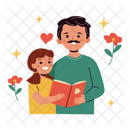 Father and daughter reading a book  Icon