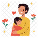Father And Son Holding Each Other Hug Icon