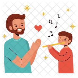 Father and son playing flute  Icon