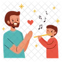 Father And Son Playing Flute Icon