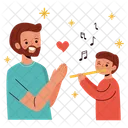 Father And Son Playing Flute Icon