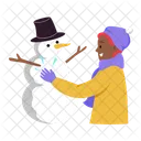 Fazendo Um Boneco De Neve Boneco De Neve Brincando Ícone