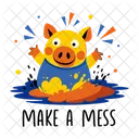 Fazer Bagunca Porco Brincando Ícone