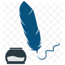 Feather With Ink Bottle Ink Bottle Icon