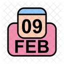 Febrero Calendario Fecha Icono