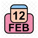 Febrero Calendario Fecha Icono