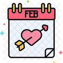 Febrero Amor Calendario Icono