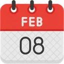 February Calendar Days Time And Date Icon