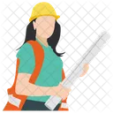 Female Architect Civil Engineer Construction Management Icon