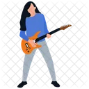 Female Rock Star Playing Guitar Guitar Player Icon