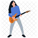 Female Rock Star Playing Guitar Guitar Player Icon