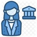 Blue Female Banker Woman Banker Icon