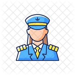 Female Captain Icon - Download in Colored Outline Style