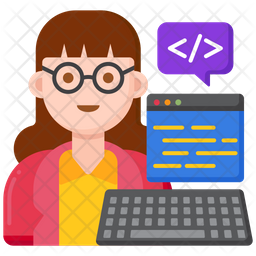 Female Developer Icon - Download in Flat Style