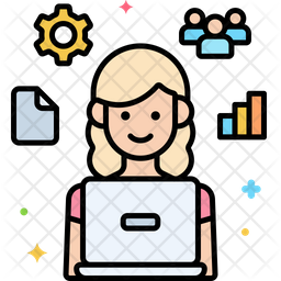 Female Developer Icon - Download in Colored Outline Style