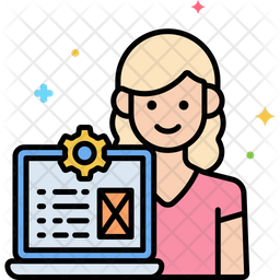 Female Developer Icon - Download in Colored Outline Style
