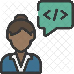 Female Developer Icon - Download in Colored Outline Style