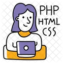 Female Developer Development Coding Icon