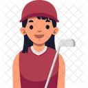 Golfer Woman Playing Icon
