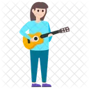 Female Guitarist Guitar Player Music Students Icon