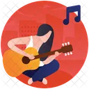 Female Guitarist Party Musician Christmas Party Icon