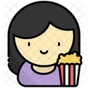 Female Moviegoer Moviegoer Popcorn And Moviegoer アイコン