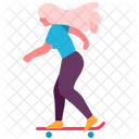 Female play skateboard  Icon