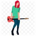Female Rock Star Playing Guitar Guitar Player Icon