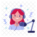 Female Podcaster Girl Icon