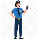 Female Police Officer Stand  Icon